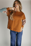 The Britta Contrast Sleeve Pullover in Mocha