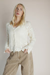 The Abigail Knit Crochet Cardigan in Off White