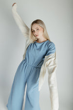 The Alesia Button-Up Cardigan in Speckled Ivory