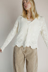 The Abigail Knit Crochet Cardigan in Off White