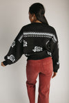 The Lawrence Floral Graphic Sweater in Black + White