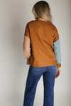 The Britta Contrast Sleeve Pullover in Mocha