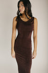 The Lindholm Slinky Knit Maxi Dress in Dark Brown