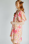 The Brinson Puff Sleeve Floral Dress in Pink + Taupe