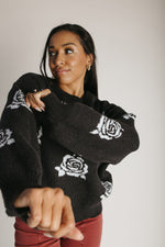 The Lawrence Floral Graphic Sweater in Black + White