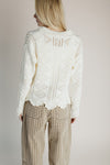 The Abigail Knit Crochet Cardigan in Off White