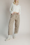 The Bettini Checkered Barrel Pant in Tan + Brown