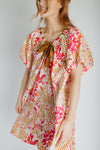 The Brinson Puff Sleeve Floral Dress in Pink + Taupe