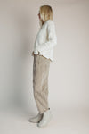 The Bettini Checkered Barrel Pant in Tan + Brown
