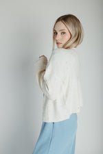 The Alesia Button-Up Cardigan in Speckled Ivory
