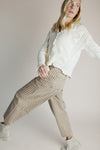 The Bettini Checkered Barrel Pant in Tan + Brown