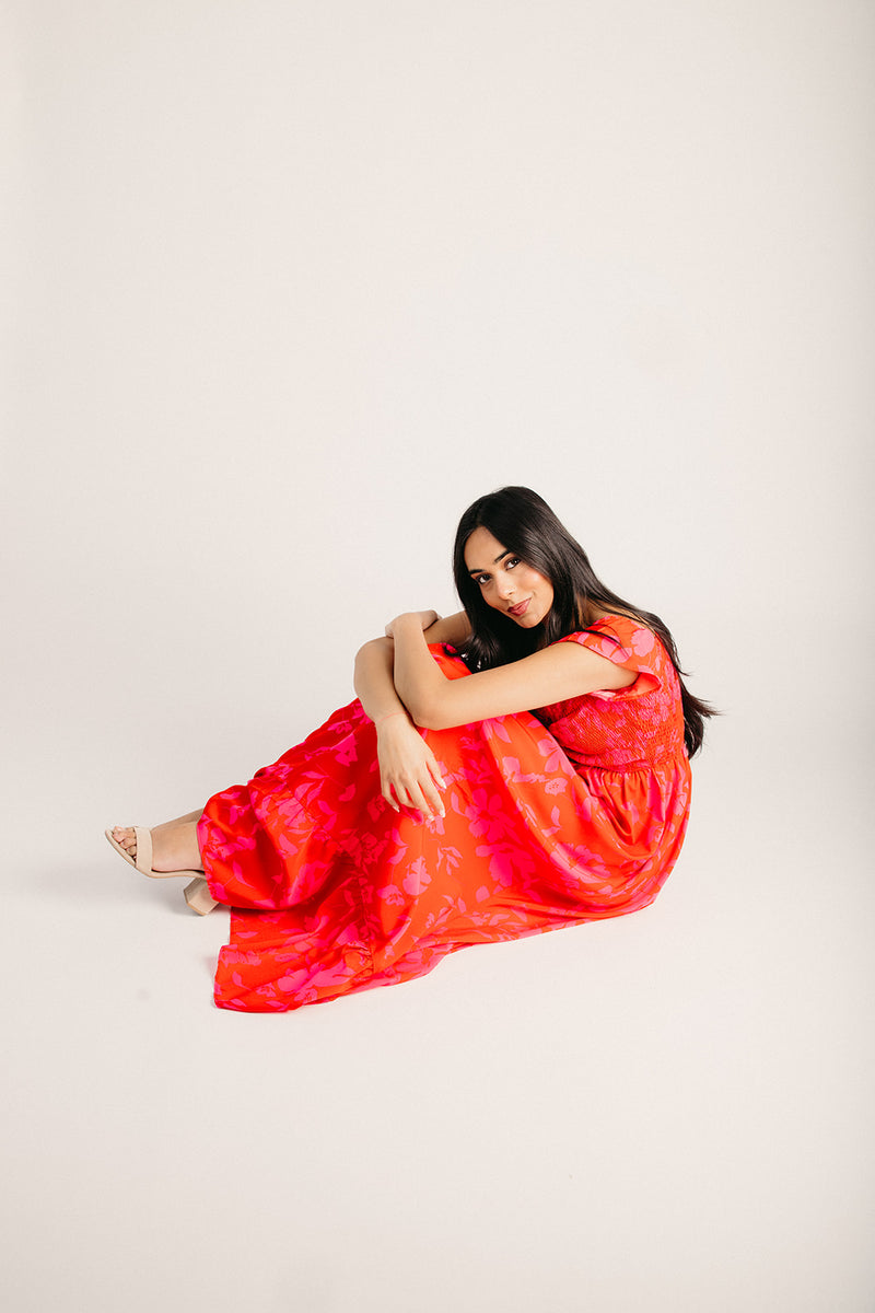 The Jocelyn Off-The-Shoulder Maxi Dress in Red Floral – Piper & Scoot