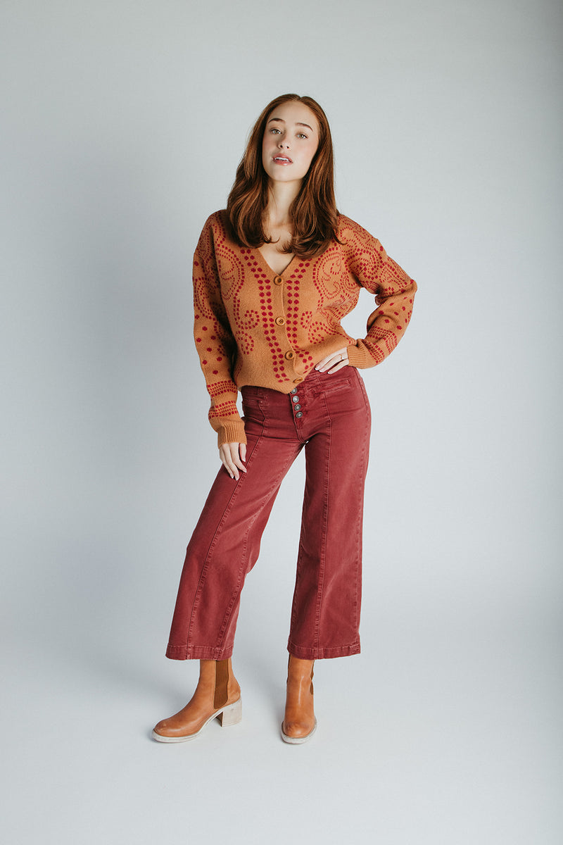 The Jepson Patterned Sweater in Ginger + Red
