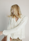 The Abigail Knit Crochet Cardigan in Off White