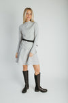 The Leah Mock Neck Blouse in Heather Grey