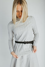 The Leah Mock Neck Blouse in Heather Grey