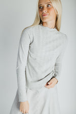 The Leah Mock Neck Blouse in Heather Grey
