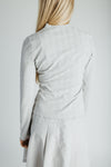 The Leah Mock Neck Blouse in Heather Grey