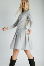 The Leah Mock Neck Blouse in Heather Grey
