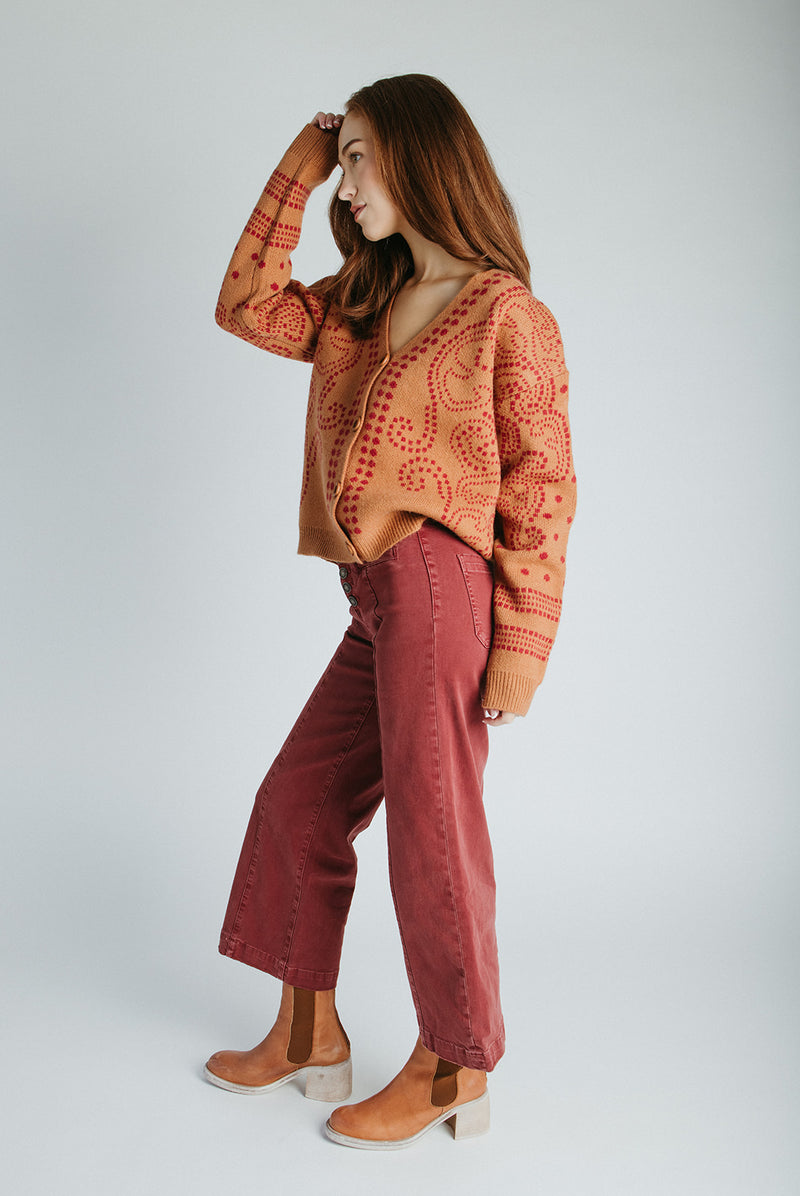 The Jepson Patterned Sweater in Ginger + Red