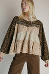 The Teddy Mix Patterned Blouse in Olive