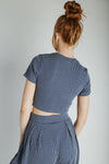 The Leanne Ribbed Lounge Set in Blue