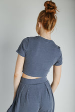 The Leanne Ribbed Lounge Set in Blue