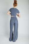 The Leanne Ribbed Lounge Set in Blue