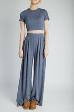 The Leanne Ribbed Lounge Set in Blue
