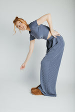 The Leanne Ribbed Lounge Set in Blue
