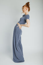 The Leanne Ribbed Lounge Set in Blue