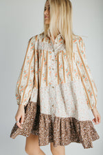 The Rosco Patterned Dress in Brown