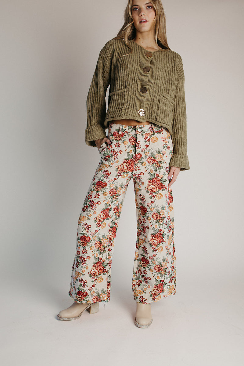 The Miklos Lux Jacquard Pant in Floral