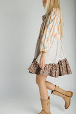 The Rosco Patterned Dress in Brown