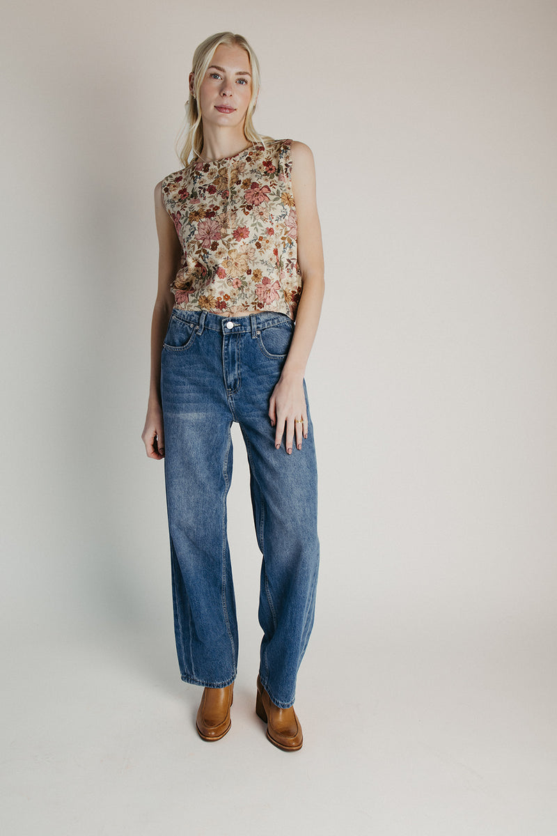 The Valerie Floral Sweater Vest in Rose