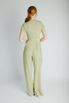 The Leanne Ribbed Lounge Set in Dusty Sage