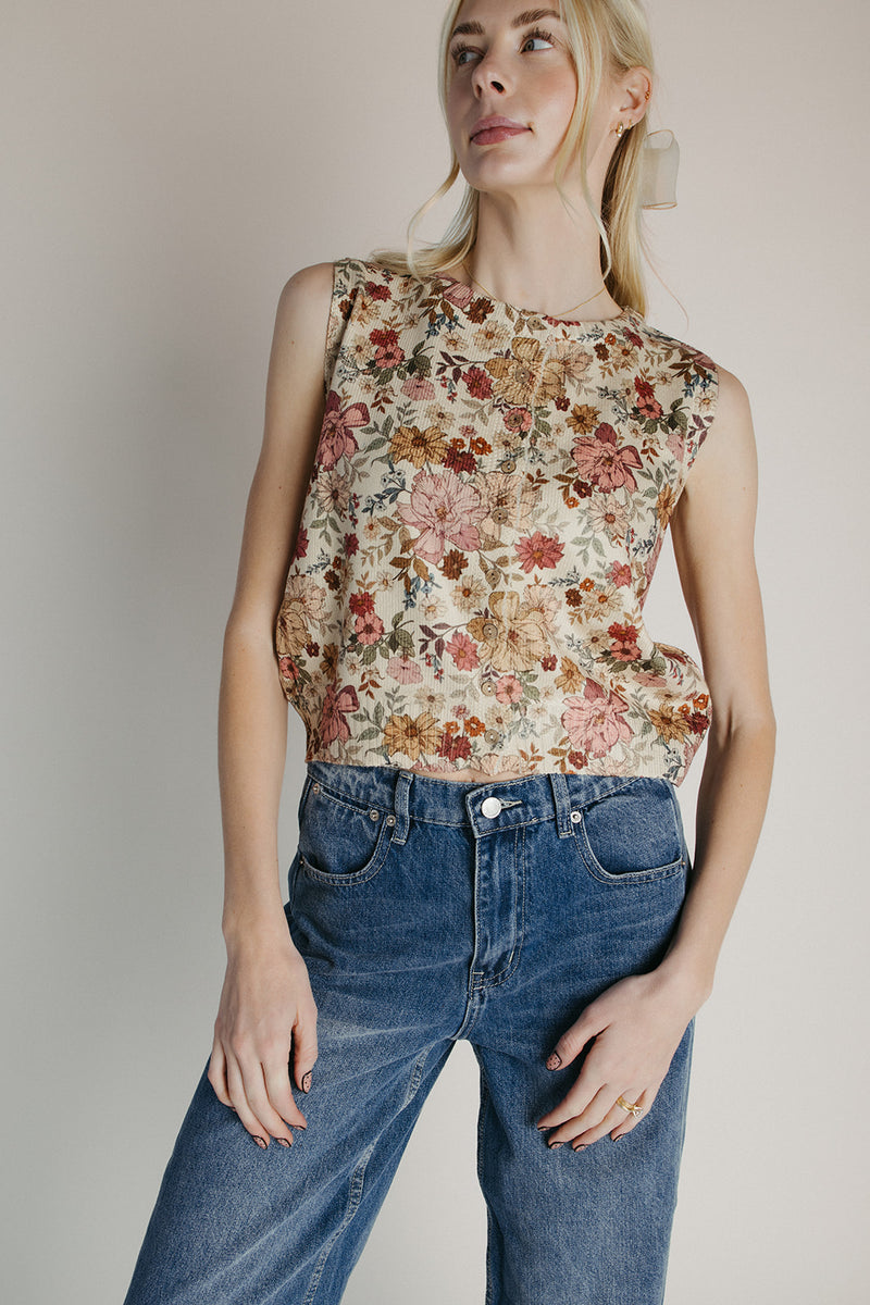 The Valerie Floral Sweater Vest in Rose