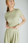The Leanne Ribbed Lounge Set in Dusty Sage