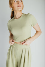 The Leanne Ribbed Lounge Set in Dusty Sage