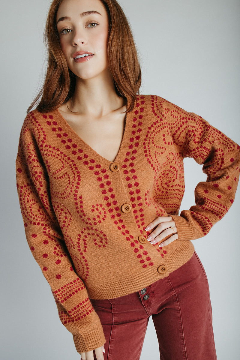 The Jepson Patterned Sweater in Ginger + Red