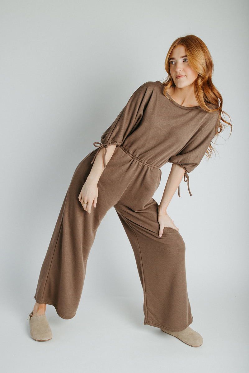 The Stowers Cinch Waist Jumpsuit in Mocha
