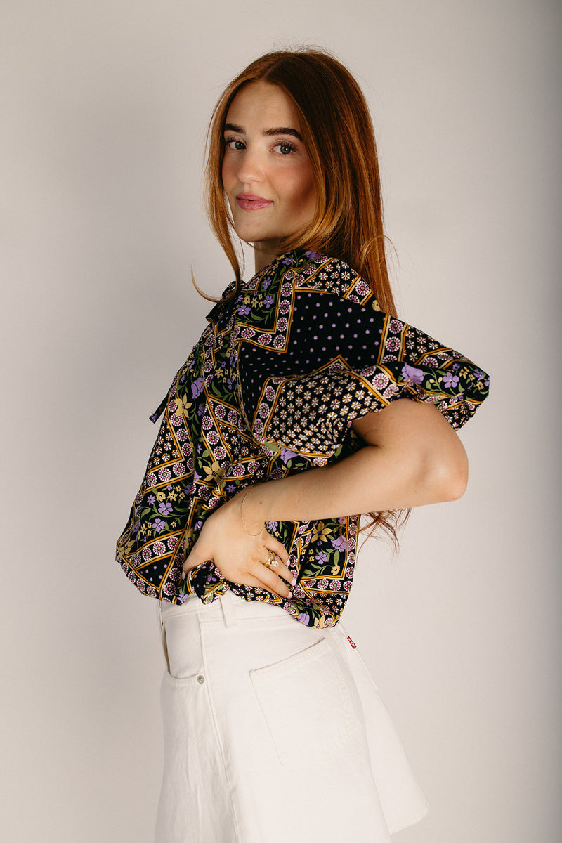 The Lindon Floral Blouse in Navy Multi – Piper & Scoot