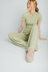 The Leanne Ribbed Lounge Set in Dusty Sage