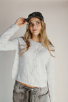 The Marlie Polka Dot Knit Cardigan in Heather Grey