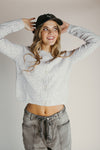 The Marlie Polka Dot Knit Cardigan in Heather Grey