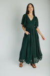 The Megan Swiss Dot Maxi Dress in Evergreen