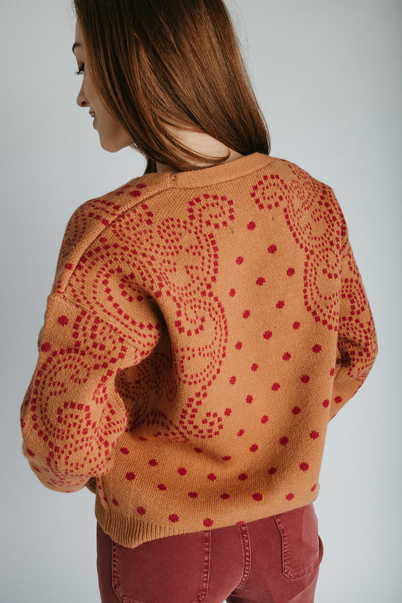 The Jepson Patterned Sweater in Ginger + Red