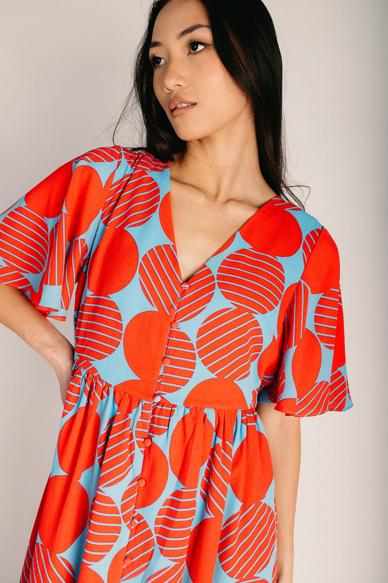 The Pismo Flutter Maxi Dress in Blue + Red Piper & Scoot The Pismo Flutter Maxi Dress in Blue + Red Piper & Scoot