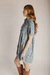 The Maribeth Floral Button-Up Dress in Denim