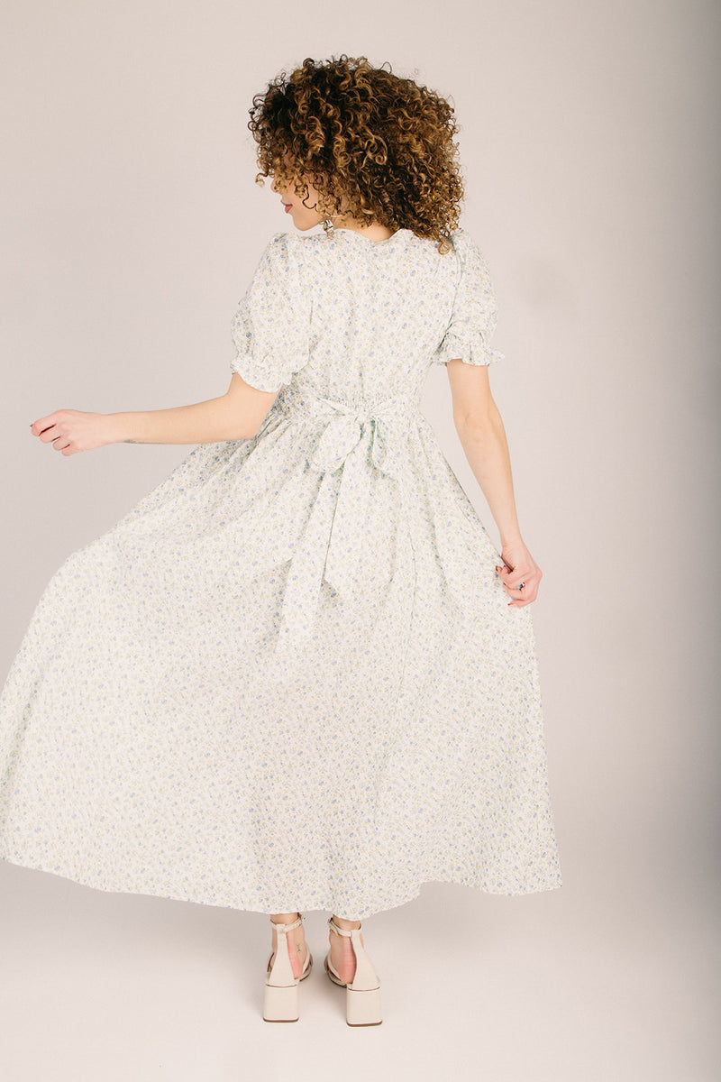 The Babitz Floral Button-Up Dress in Cornflower Blue  Piper & Scoot